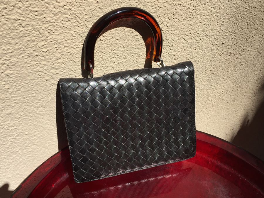 Black Bottega Veneta Woven Leather Handbag Made In Italy [Photo 7]