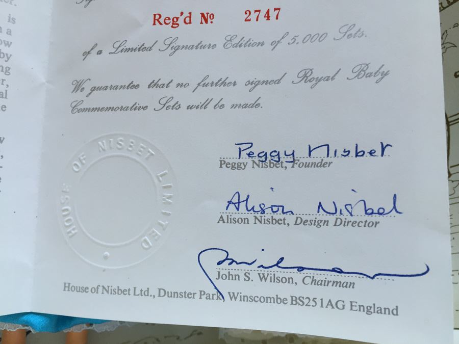 Peggy Nisbet Limited Edition Birth Of A Royal Baby Boy Collector's Signature Set In Box Signed [Photo 3]