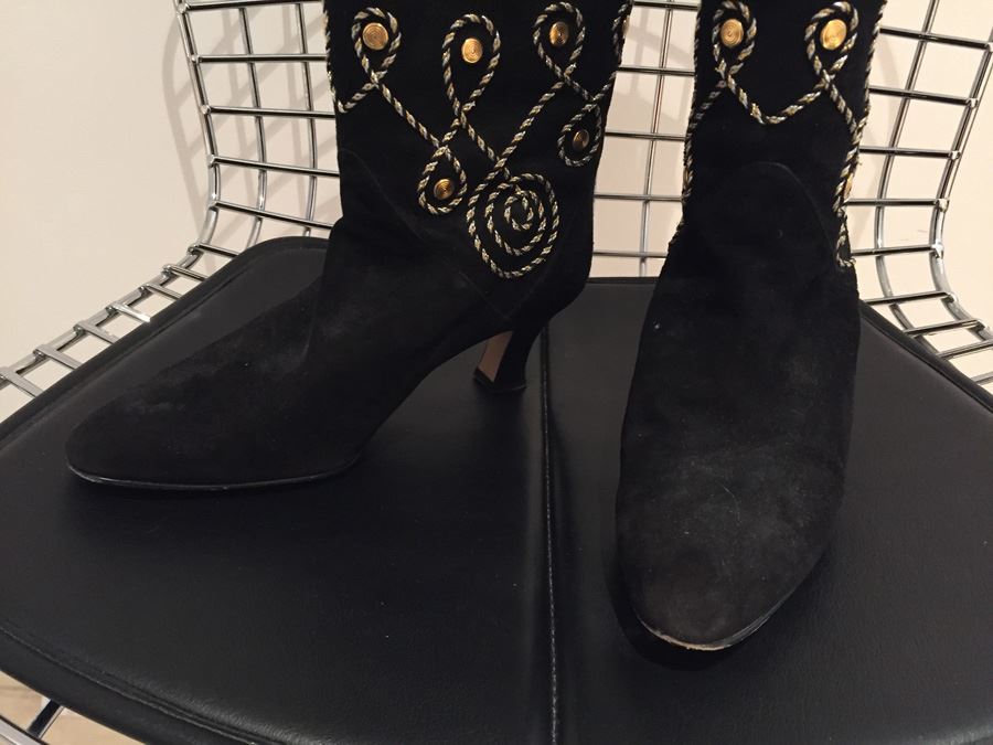 Nando Muzi Black Suede Leather Boots Size 7M Made In Italy [Photo 4]