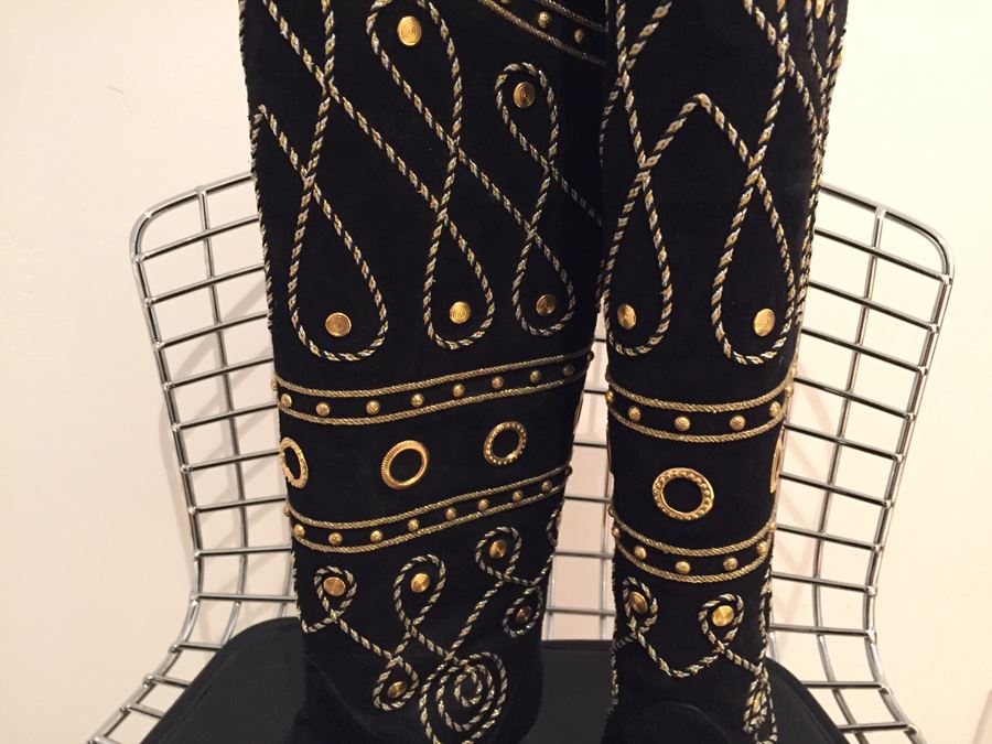 Nando Muzi Black Suede Leather Boots Size 7M Made In Italy [Photo 2]