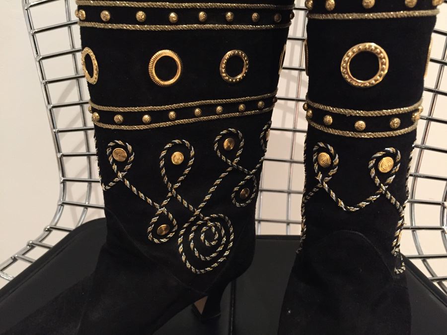 Nando Muzi Black Suede Leather Boots Size 7M Made In Italy [Photo 3]