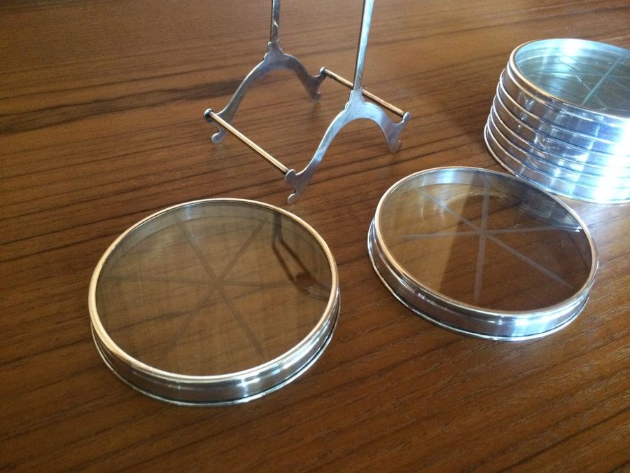 Sterling Silver & Glass Coaster Set [Photo 3]