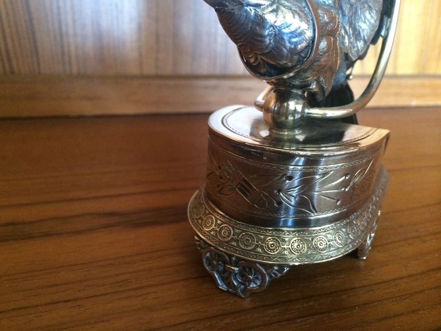 Silverplate Statue Vase with stunning Cherub and Bird [Photo 6]