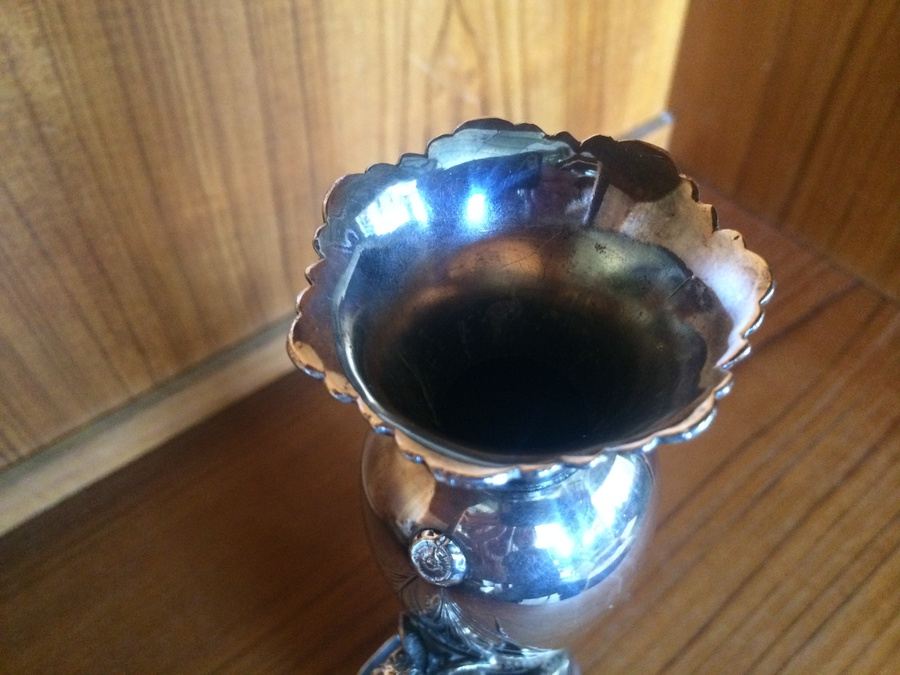 Silverplate Statue Vase with stunning Cherub and Bird [Photo 11]