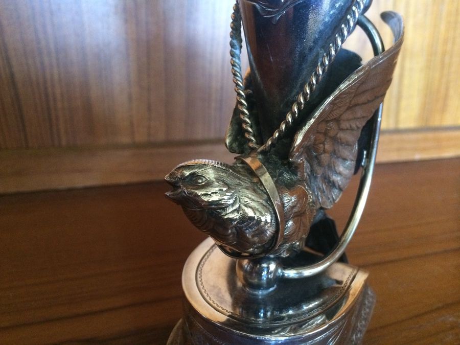 Silverplate Statue Vase with stunning Cherub and Bird [Photo 5]