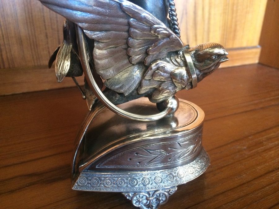 Silverplate Statue Vase with stunning Cherub and Bird [Photo 7]