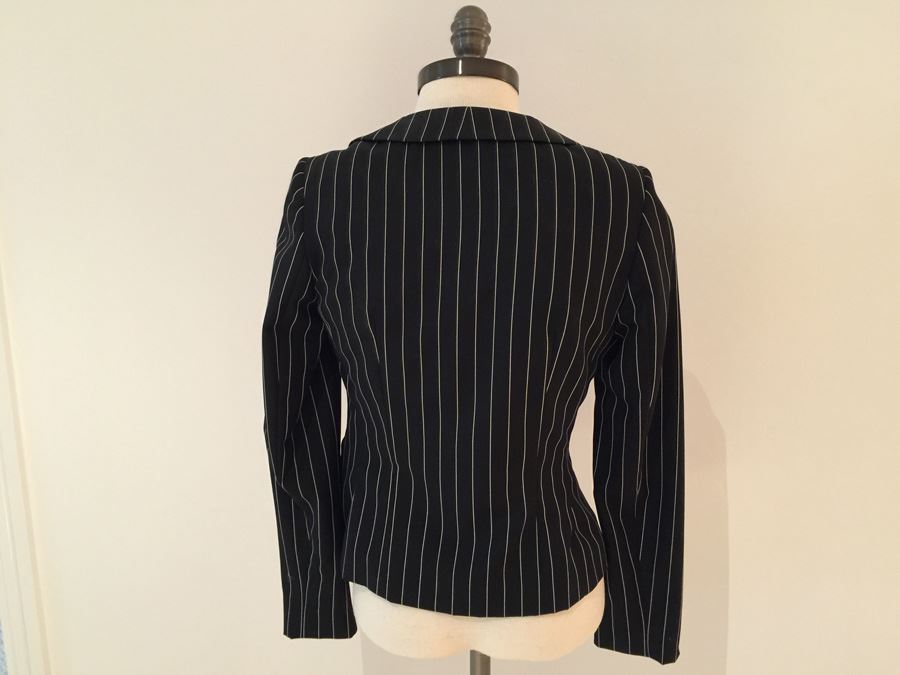 Ralph Lauren Black With White Pin Stripe Jacket Black Label Size 4 [Photo 2]