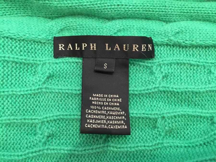Green Ralph Lauren Black Label 100% Cashmere Sweater Size S [Photo 5]