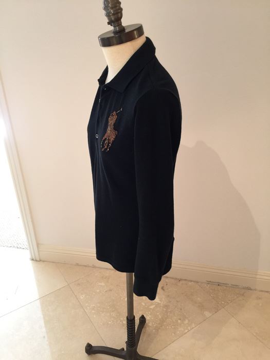 Ralph Lauren Button Up Sweater Shirt With Beaded Pony Size S [Photo 3]