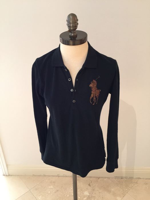 Ralph Lauren Button Up Sweater Shirt With Beaded Pony Size S [Photo 1]