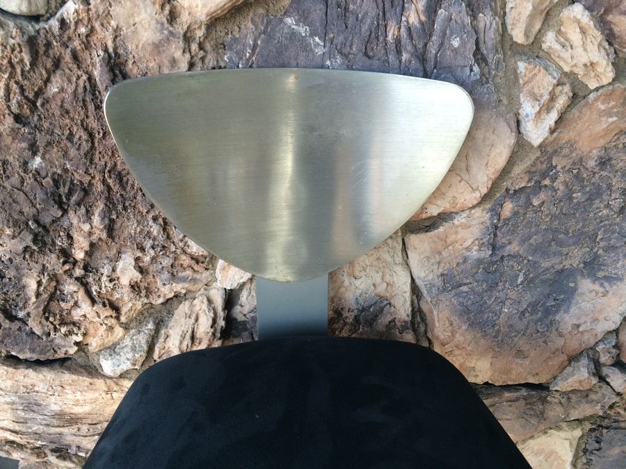 (2) Sturdy Brushed Metal Elite Pinot Barstools w/ Suede. Swivel and Adjustable. [Photo 3]