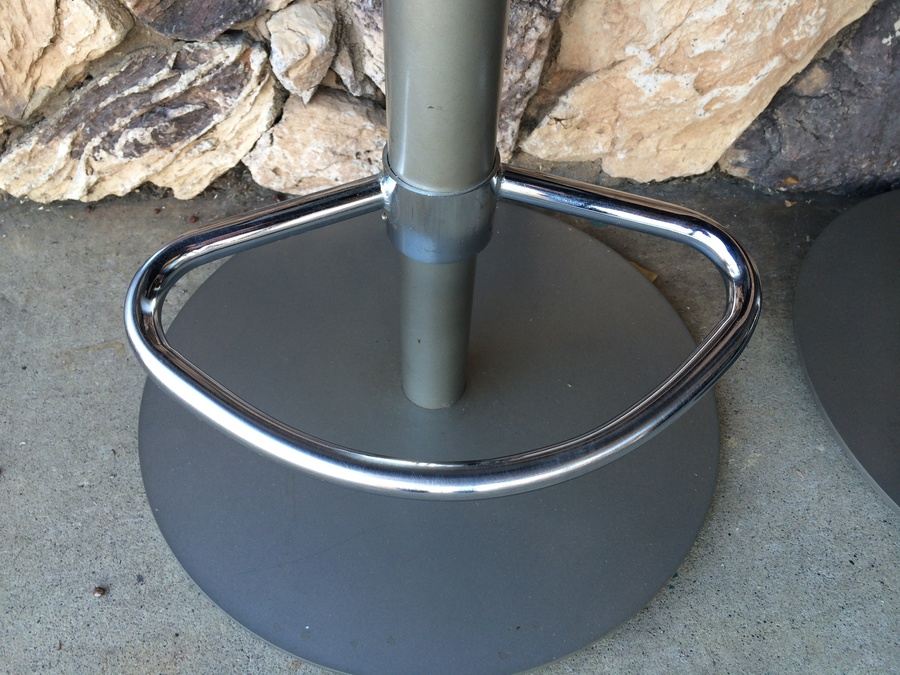 (2) Sturdy Brushed Metal Elite Pinot Barstools w/ Suede. Swivel and Adjustable. [Photo 2]