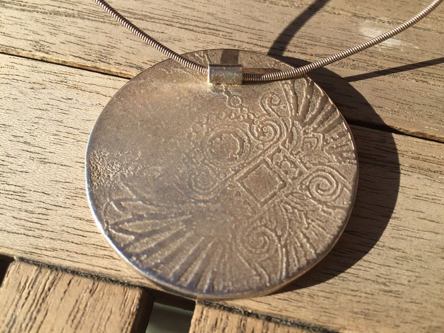 Modernist Enamel Pendant With Sterling Silver Chain Wt. 33.8g [Photo 3]