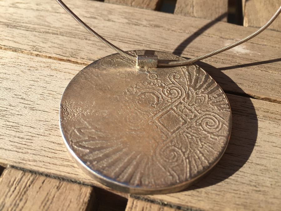 Modernist Enamel Pendant With Sterling Silver Chain Wt. 33.8g [Photo 6]