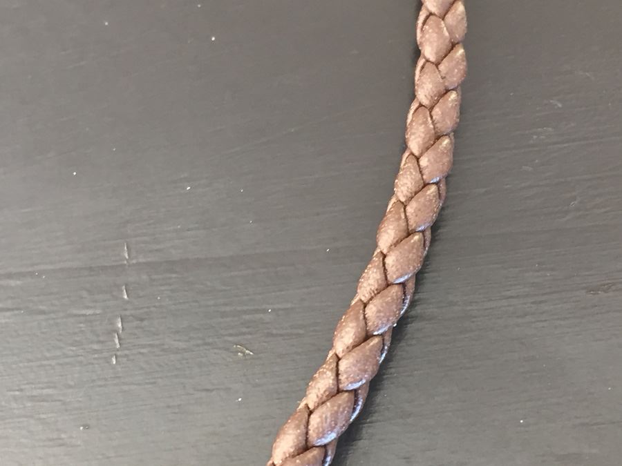 Iridesse Tiffany & Co Braided Leather Necklace With 18K Gold Clasp Wt. 4.6g [Photo 4]