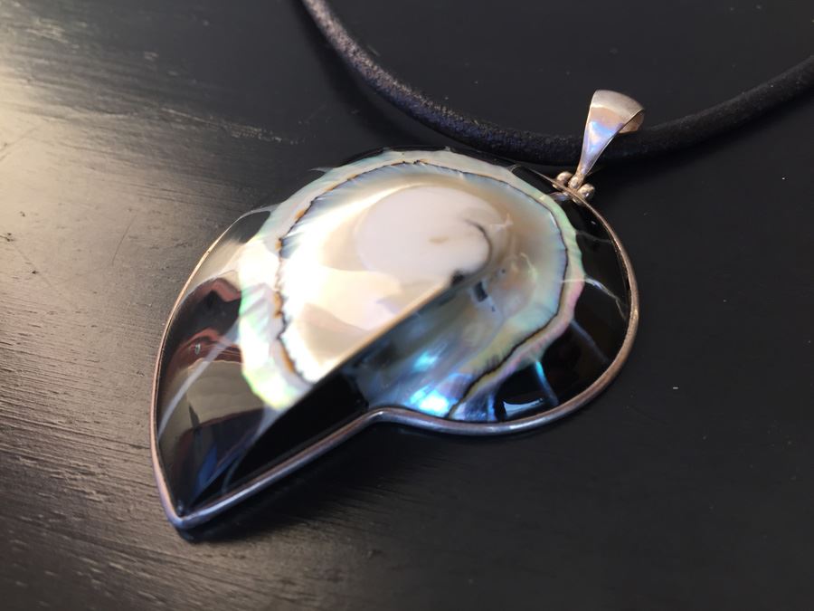 Nautilus Shell Pendant Necklace With Sterling Silver Clasp And Bale Wt:21.4g [Photo 5]