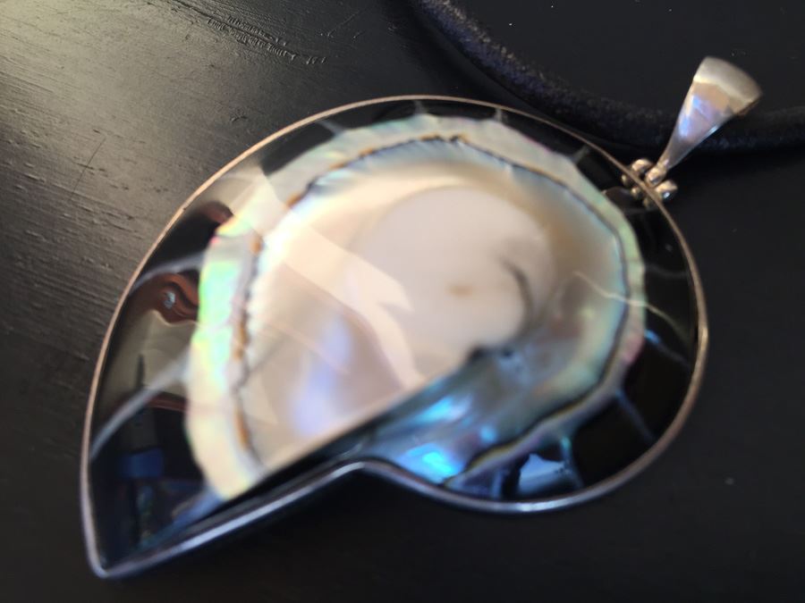 Nautilus Shell Pendant Necklace With Sterling Silver Clasp And Bale Wt:21.4g [Photo 7]
