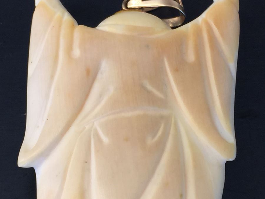 Old Carved Buddha With 14k Gold Bale Wt. 23.4g [Photo 8]