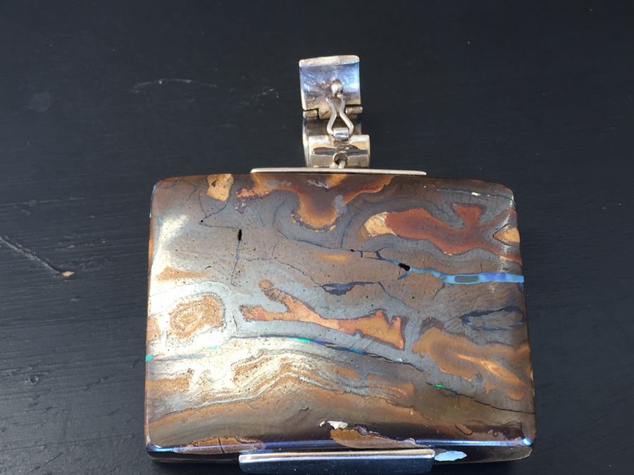 Boulder Opal Enhancer Gold On Silver Wt. 37.6g Signed DP [Photo 5]