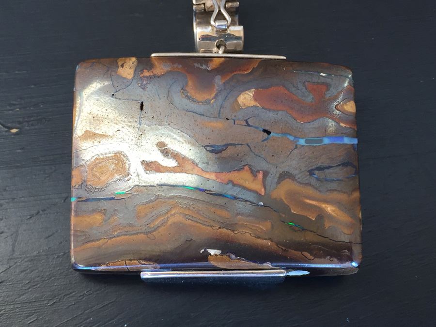 Boulder Opal Enhancer Gold On Silver Wt. 37.6g Signed DP [Photo 6]