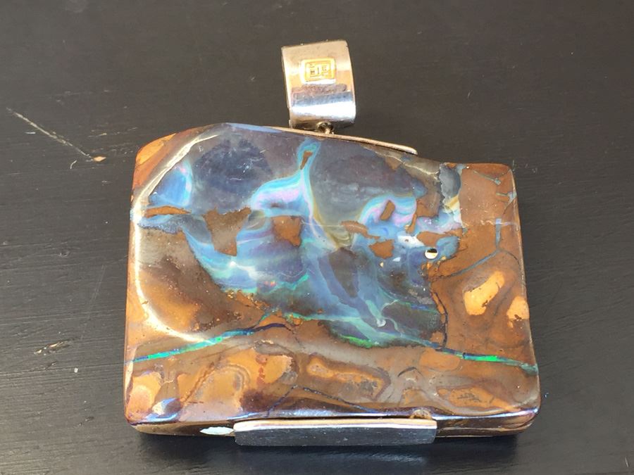 Boulder Opal Enhancer Gold On Silver Wt. 37.6g Signed DP [Photo 1]