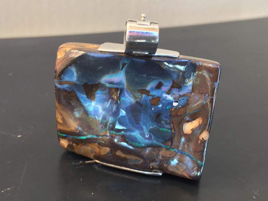 Boulder Opal Enhancer Gold On Silver Wt. 37.6g Signed DP [Photo 11]
