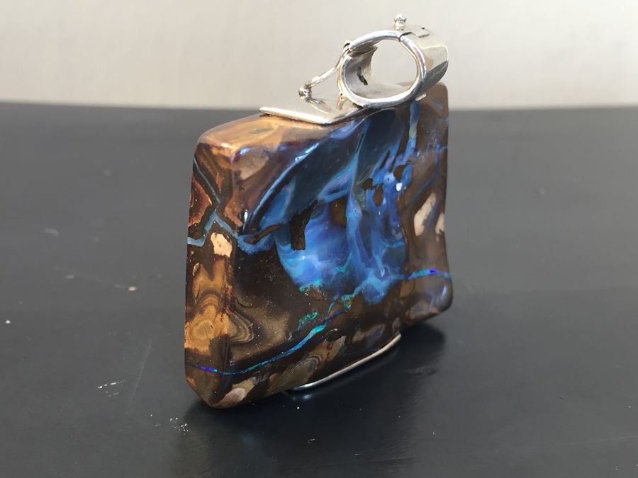 Boulder Opal Enhancer Gold On Silver Wt. 37.6g Signed DP [Photo 10]
