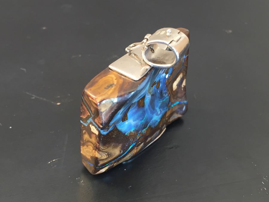 Boulder Opal Enhancer Gold On Silver Wt. 37.6g Signed DP [Photo 9]