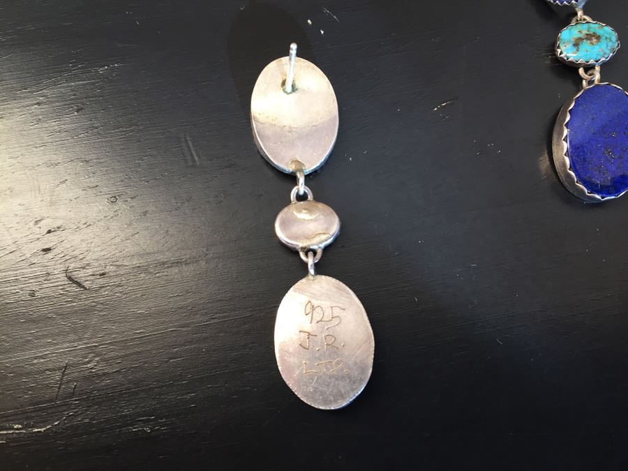 Sterling Silver Turquoise Earrings Signed J. R. LTD. Santa Fe, NM Wt:11g [Photo 7]