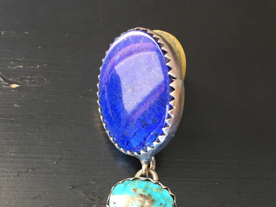 Sterling Silver Turquoise Earrings Signed J. R. LTD. Santa Fe, NM Wt:11g [Photo 4]