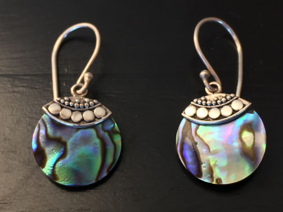 Sterling Silver Abalone Earrings Wt:2.6g [Photo 5]