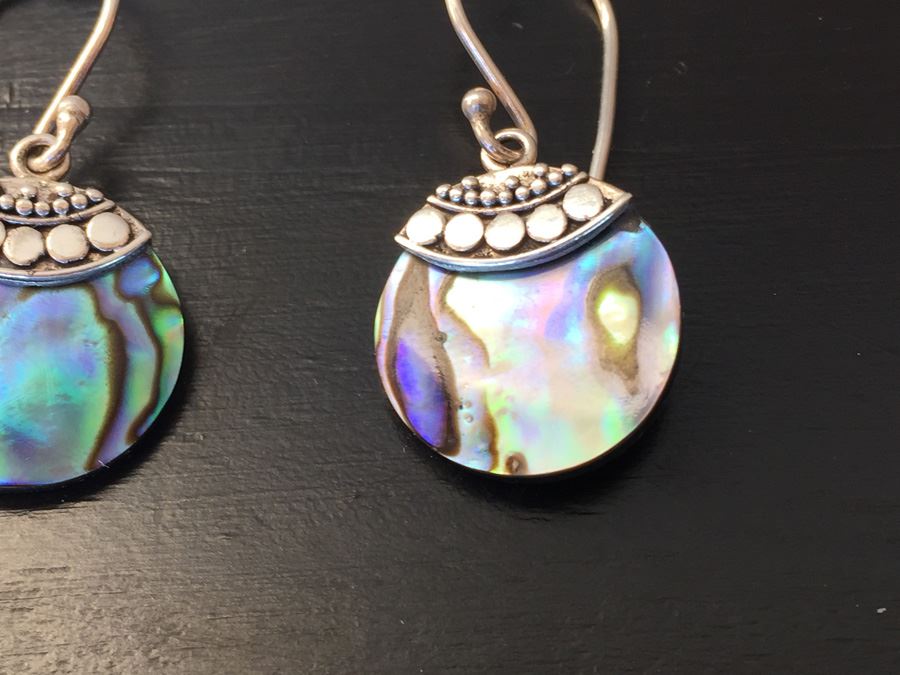 Sterling Silver Abalone Earrings Wt:2.6g [Photo 4]