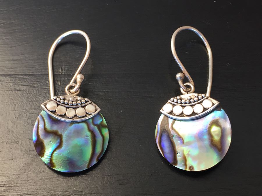 Sterling Silver Abalone Earrings Wt:2.6g