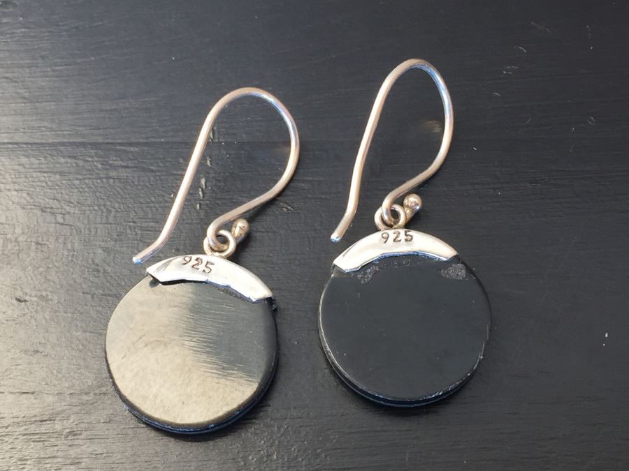 Sterling Silver Abalone Earrings Wt:2.6g [Photo 3]