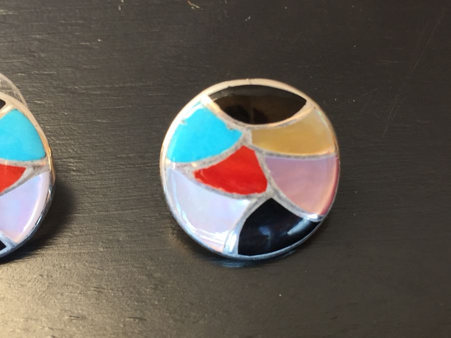 Artist Signed Enamel Earrings Wt:3.5g [Photo 2]