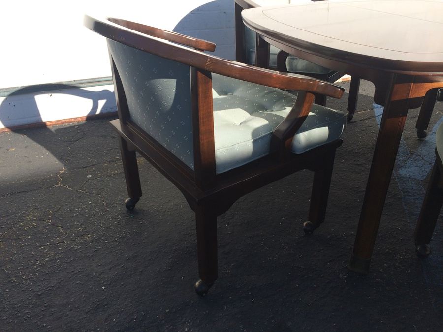 Mid-Century Henredon Dining Table with Four Chairs and Two Leaves - Asian Inspired [Photo 7]