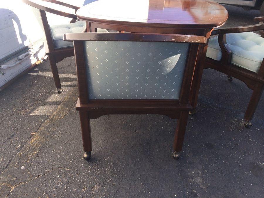 Mid-Century Henredon Dining Table with Four Chairs and Two Leaves - Asian Inspired [Photo 8]