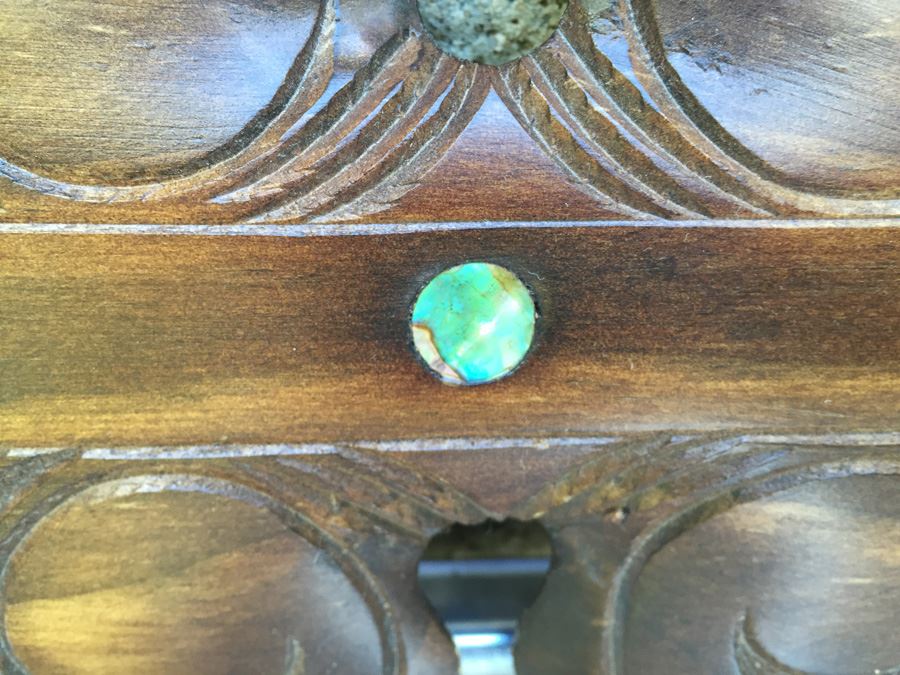 Carved Wooden Paddle With Mother Of Pearl Accents [Photo 5]