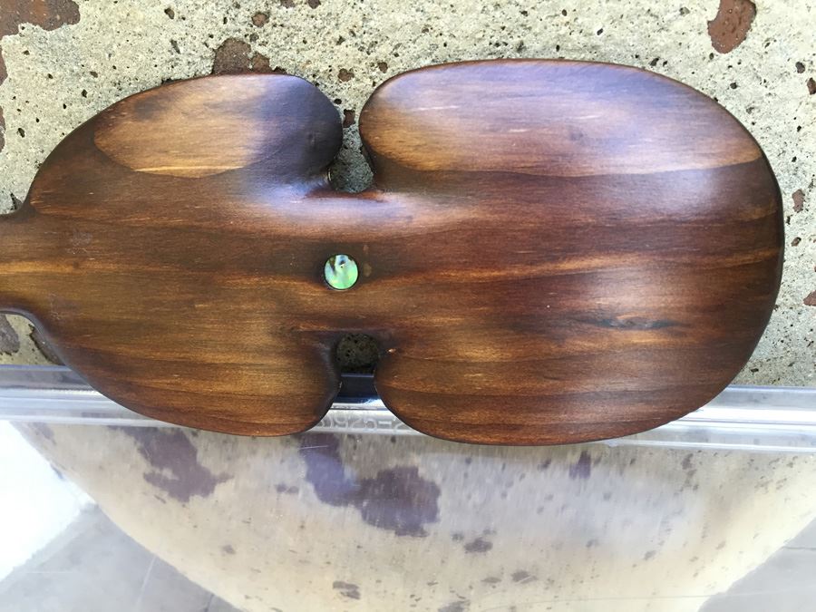 Carved Wooden Paddle With Mother Of Pearl Accents [Photo 7]