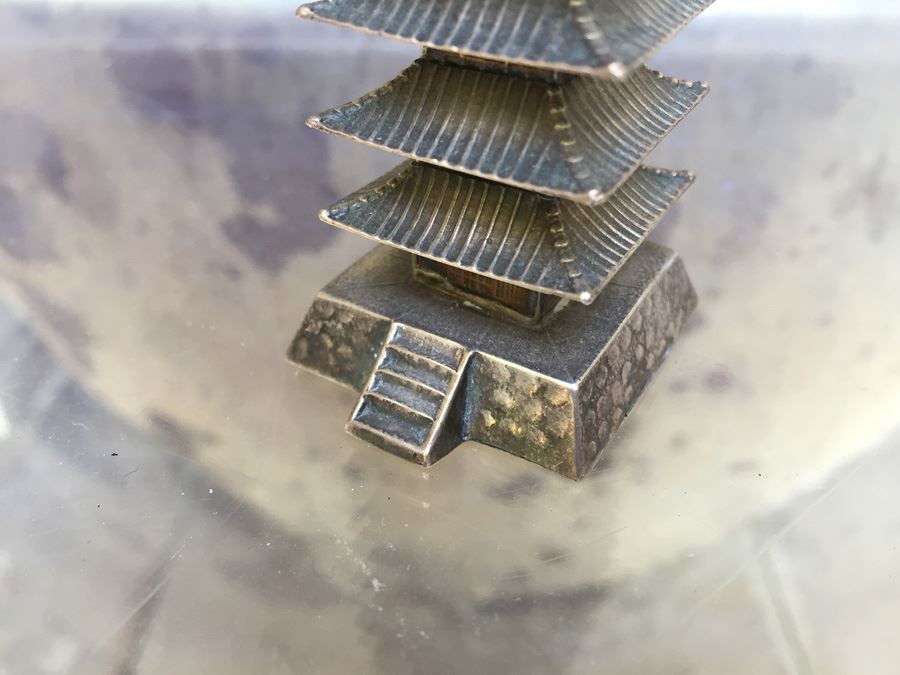 Sterling Silver Five-Storied Pagoda Daigoji Temple With Hidden Compartment Underneath Incense Burner [Photo 5]