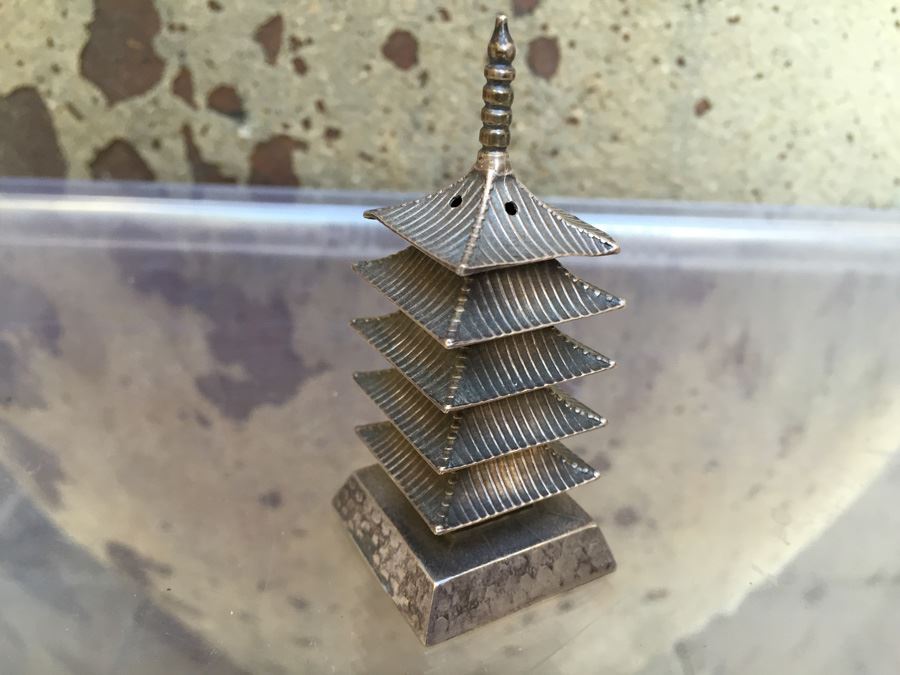 Sterling Silver Five-Storied Pagoda Daigoji Temple With Hidden Compartment Underneath Incense Burner [Photo 7]