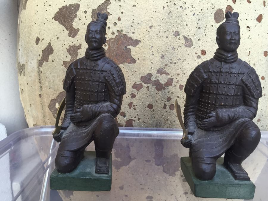 Pair Of Bronzed Asian Bookends