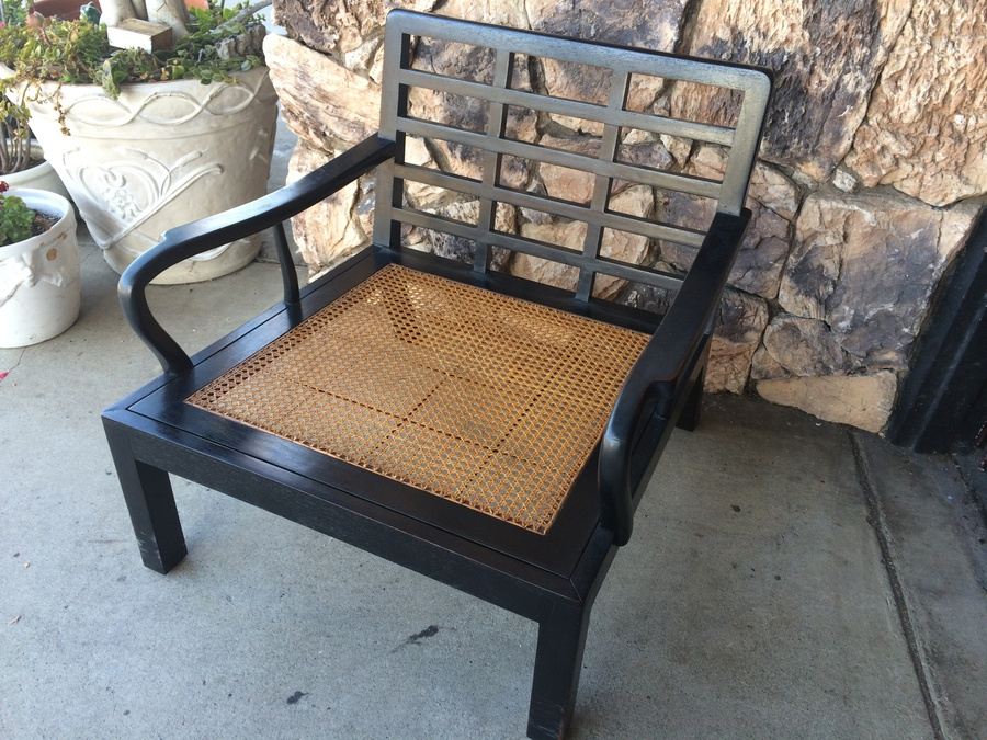 Teak Chair with Cane Seat - Asian Influenced - Possibly Henredon [Photo 3]