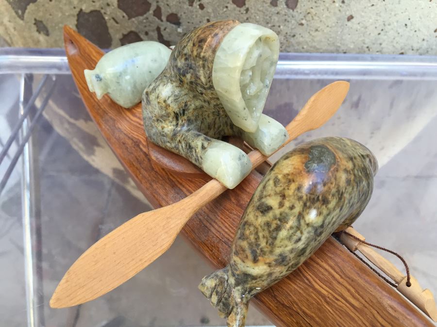 Charlie Komakhuk Nome AK 1991 Eskimo Kayak Sculpture [Photo 21]