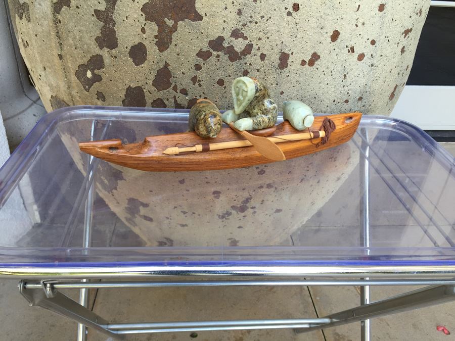 Charlie Komakhuk Nome AK 1991 Eskimo Kayak Sculpture [Photo 4]