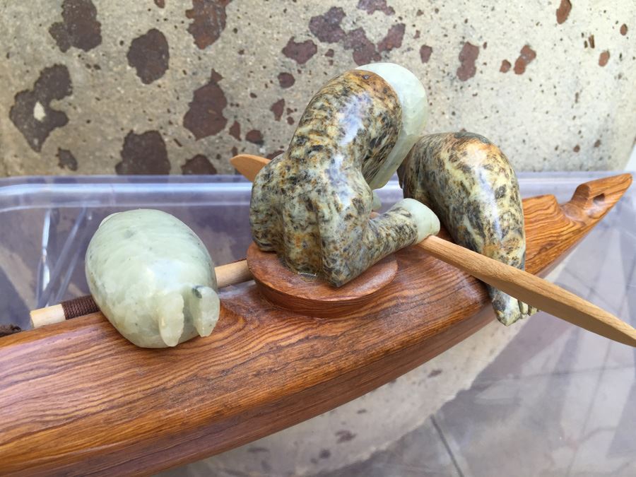 Charlie Komakhuk Nome AK 1991 Eskimo Kayak Sculpture [Photo 16]