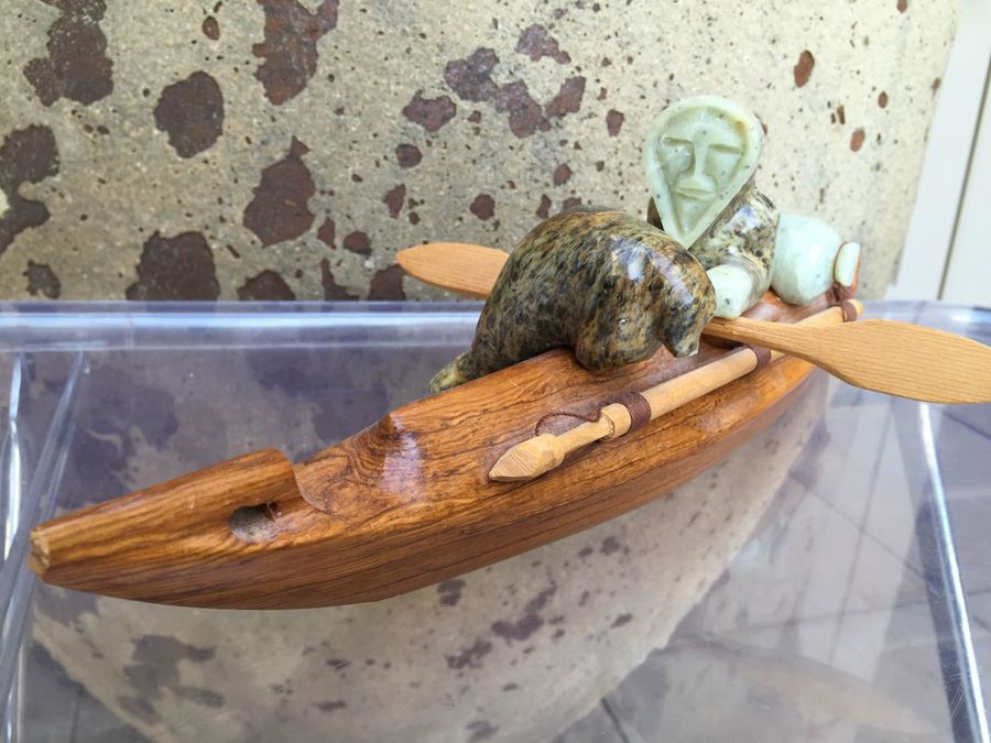 Charlie Komakhuk Nome AK 1991 Eskimo Kayak Sculpture [Photo 8]