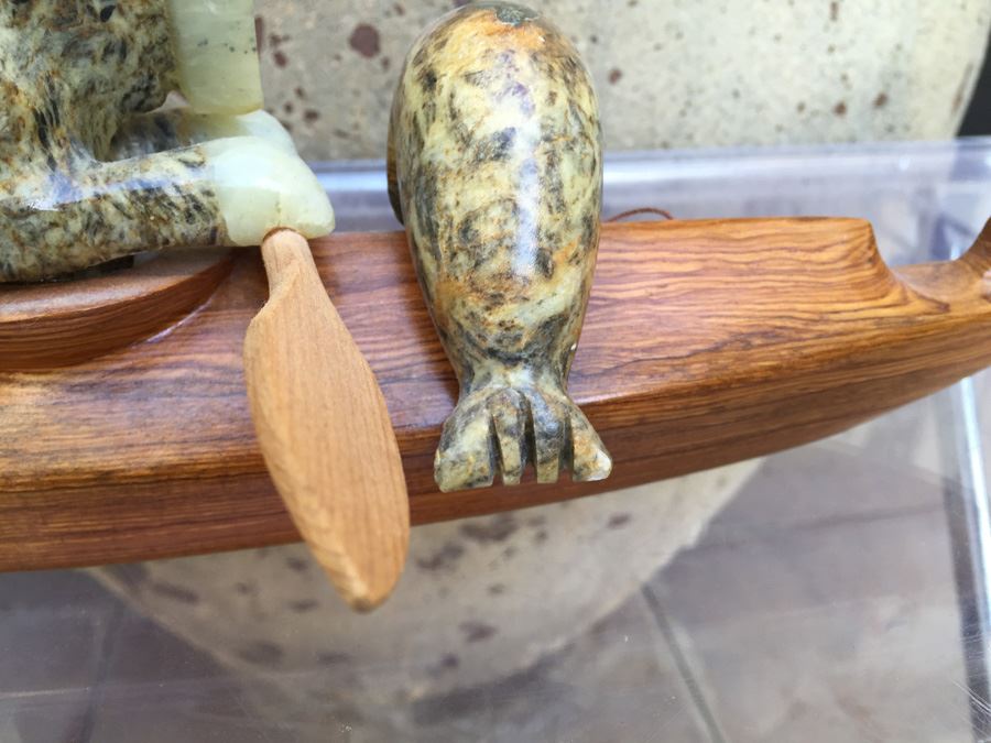 Charlie Komakhuk Nome AK 1991 Eskimo Kayak Sculpture [Photo 19]