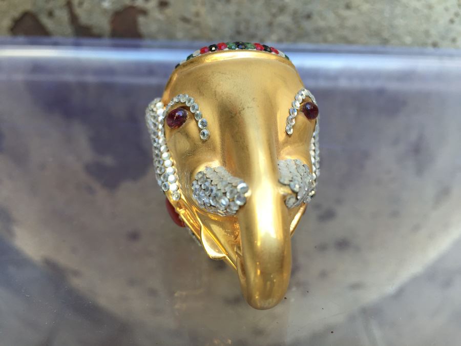 Judith Leiber Elephant Form Hinged Miniature Gold Tone Finish [Photo 7]