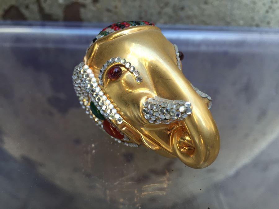 Judith Leiber Elephant Form Hinged Miniature Gold Tone Finish [Photo 6]